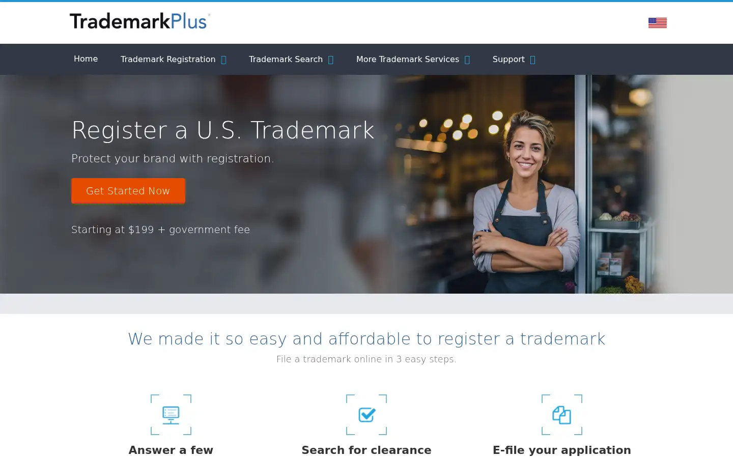 Screenshot of trademarkplus.com