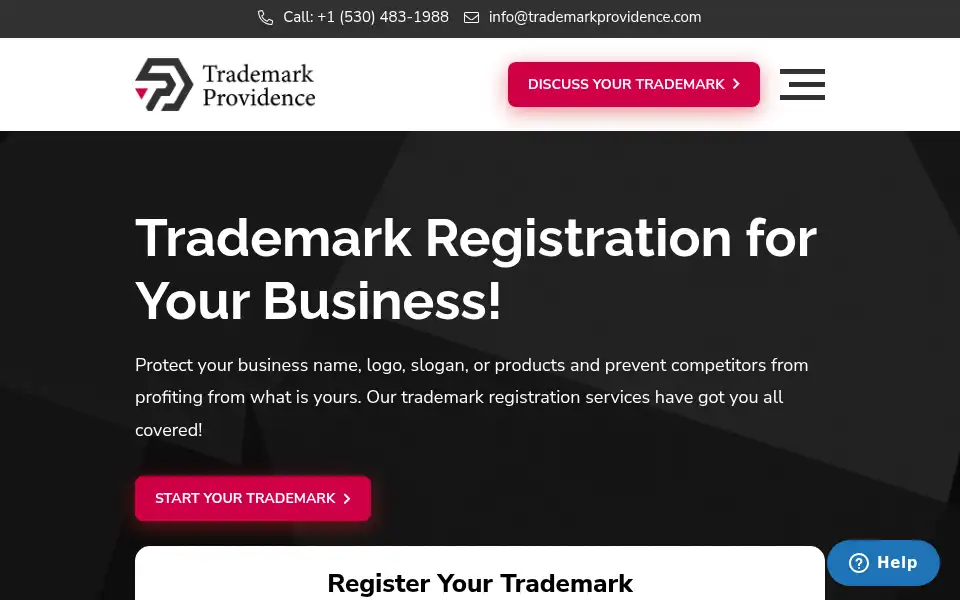 Screenshot of trademarkprovidence.com