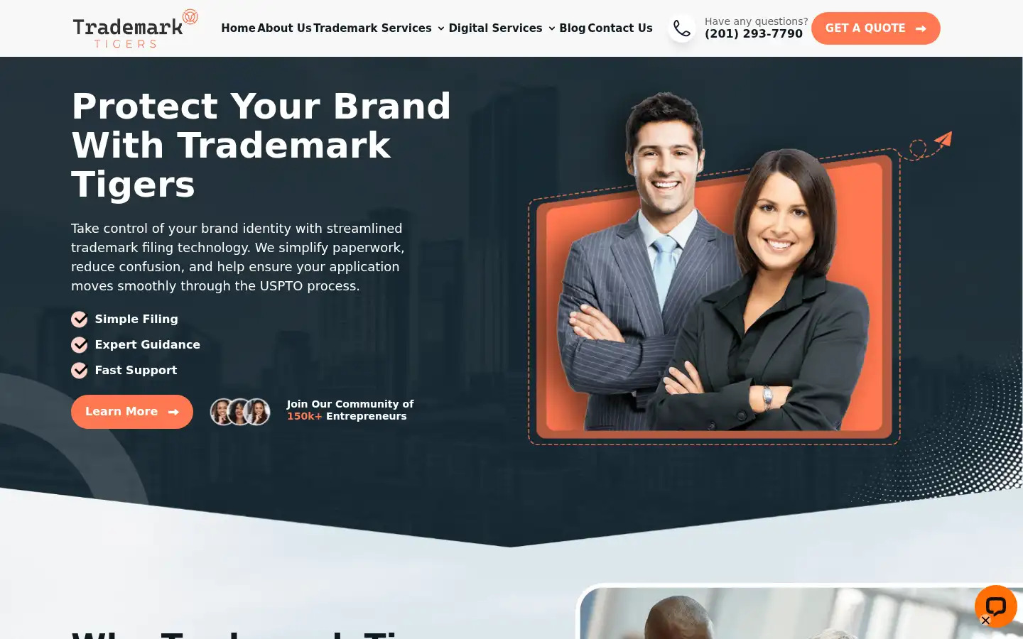 Screenshot of trademarktigers.com