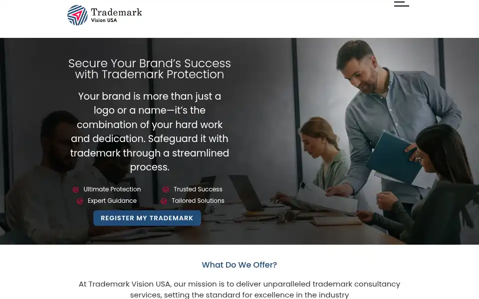 Screenshot of trademarkvisionusa.com