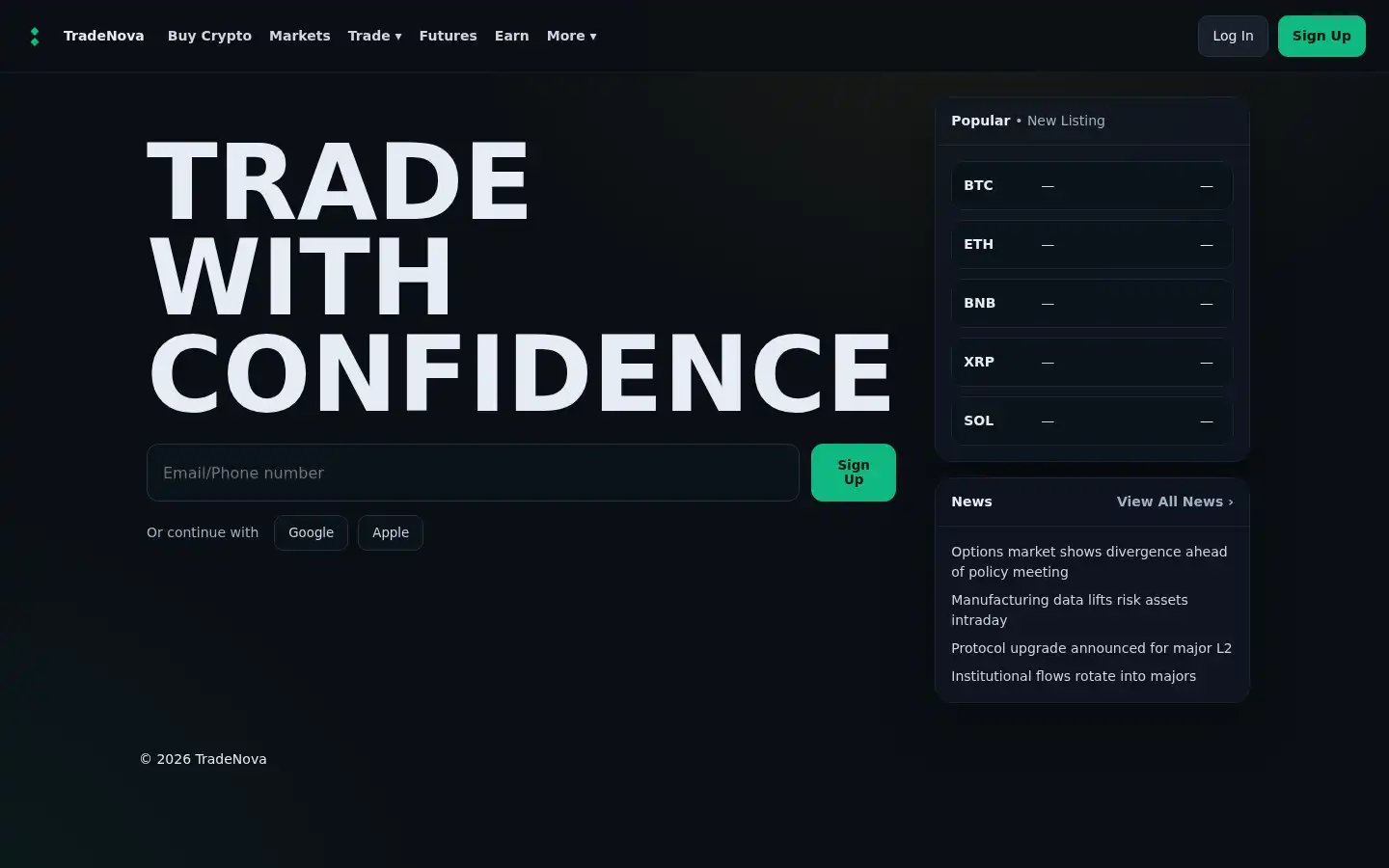 Screenshot of tradenova.finance