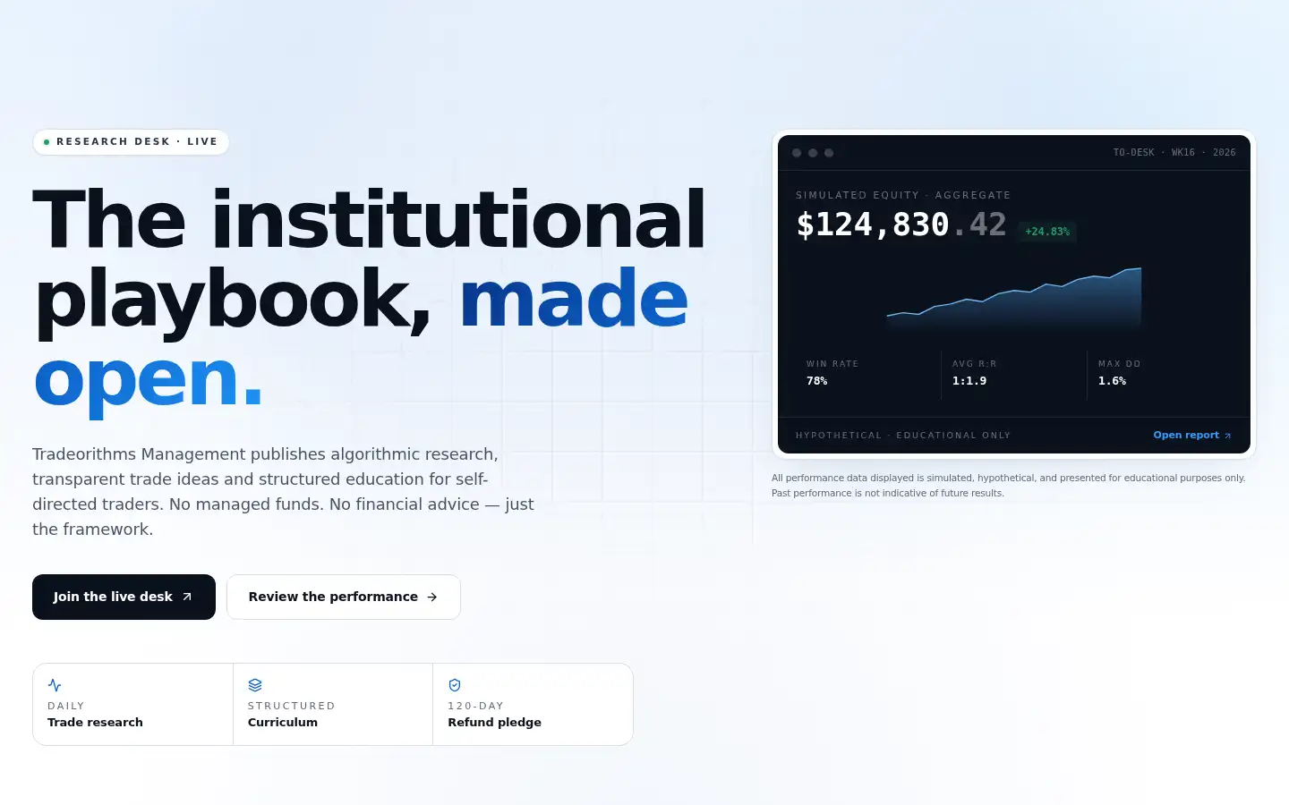 Screenshot of tradeorithms.com