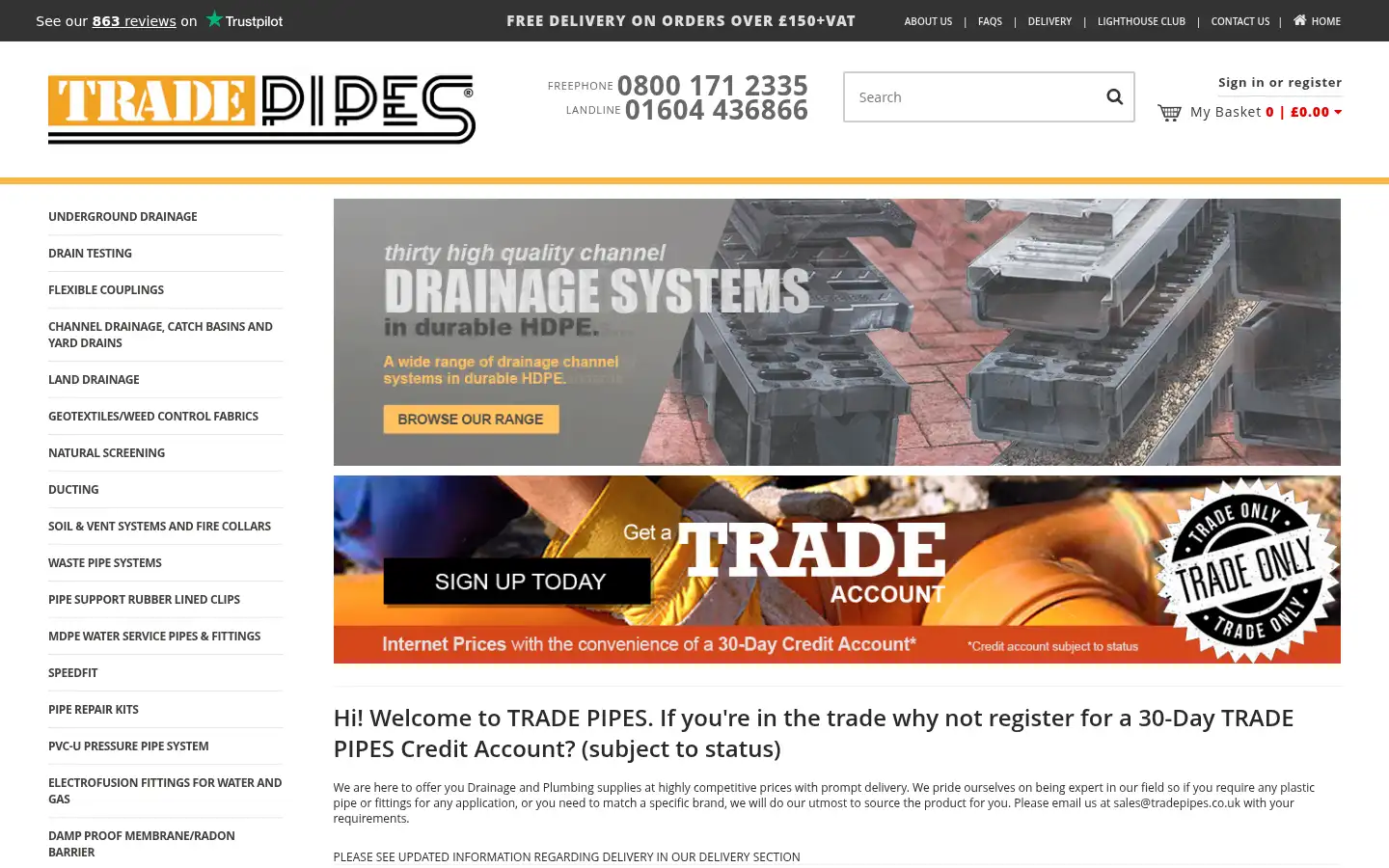 Screenshot of tradepipes.co.uk