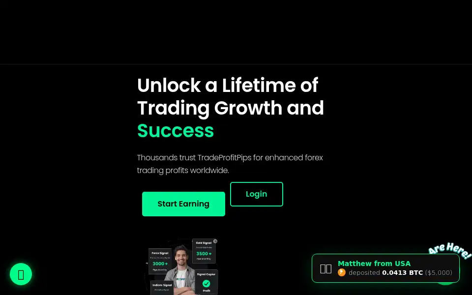 Screenshot of tradeprofitpips.org