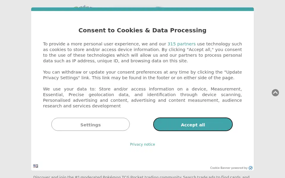 Screenshot of traderie.com
