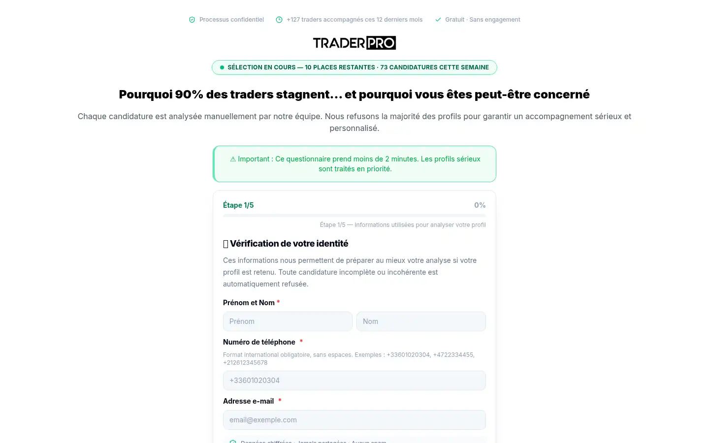 Screenshot of traderpro.fr