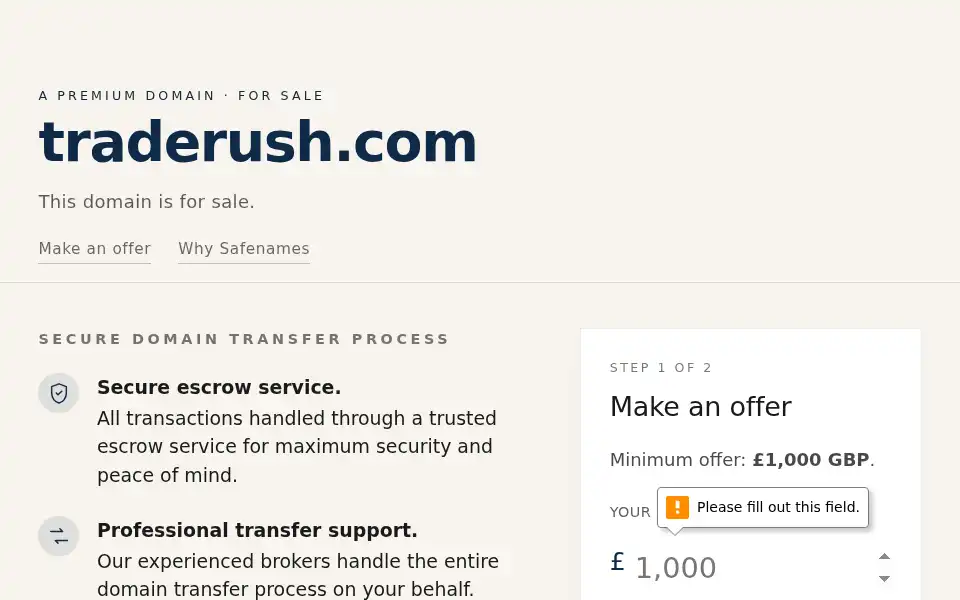 Screenshot of traderush.com