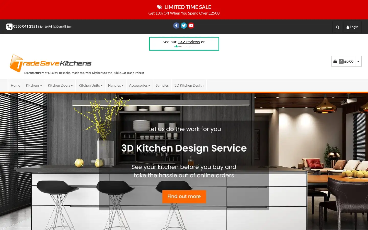 Screenshot of tradesavekitchens.co.uk