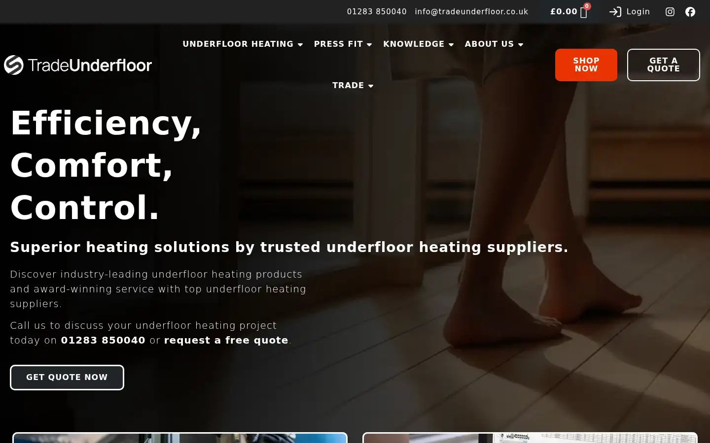Screenshot of tradeunderfloor.co.uk