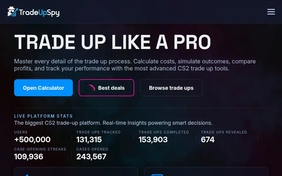 Screenshot of tradeupspy.com
