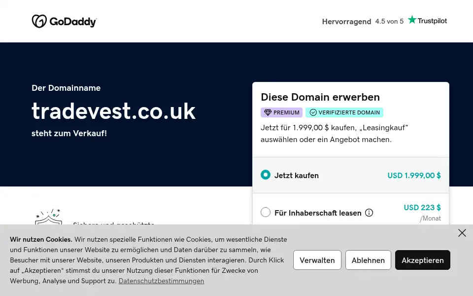 Screenshot of tradevest.co.uk