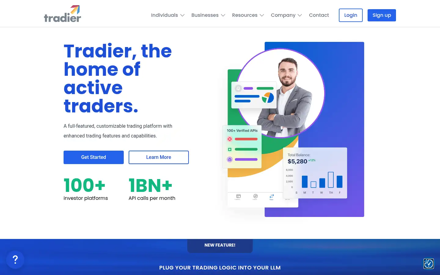 Screenshot of tradier.com