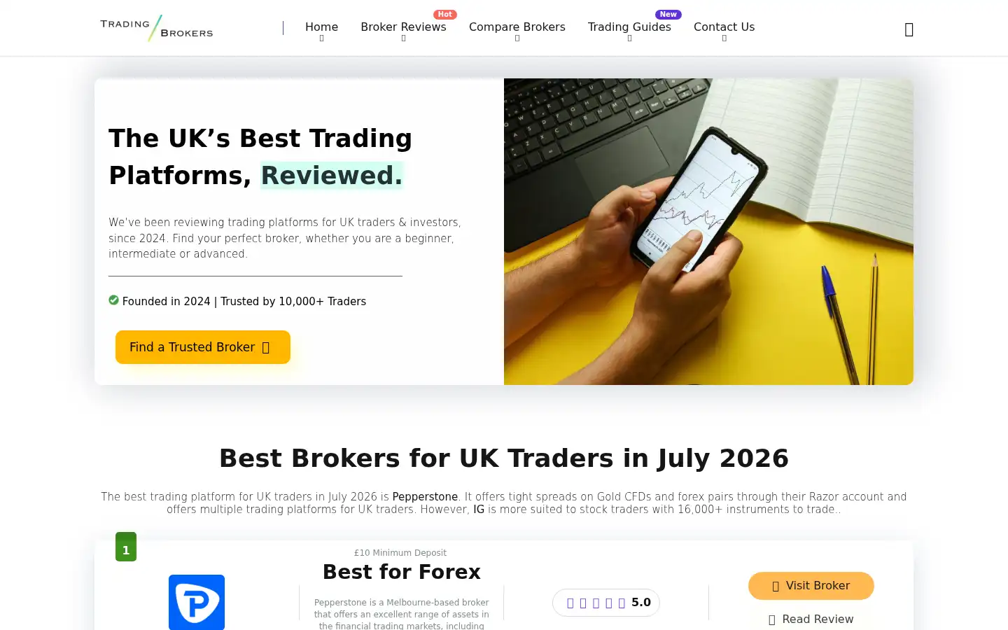 Screenshot of tradingbrokers.co.uk