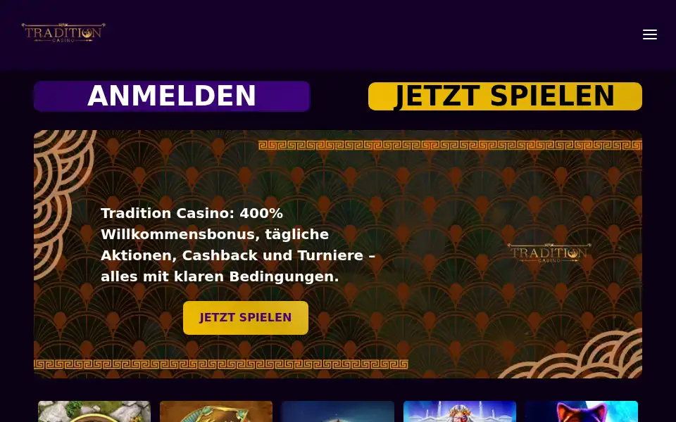 Screenshot of traditioncasino1.com