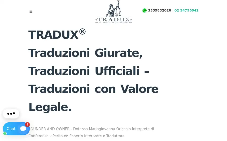 Screenshot of traduxtraduzionigiurate.it