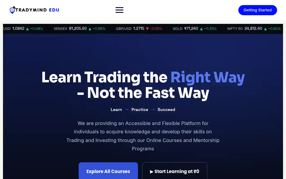 Screenshot of tradymindedu.in