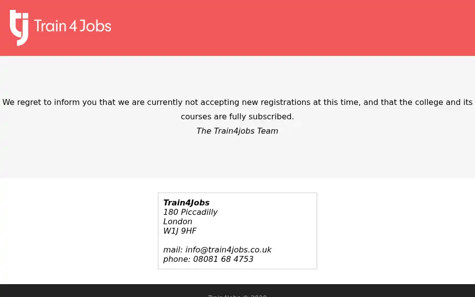 Screenshot of train4jobs.co.uk