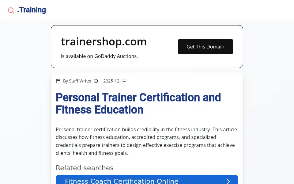 Screenshot of trainershop.com