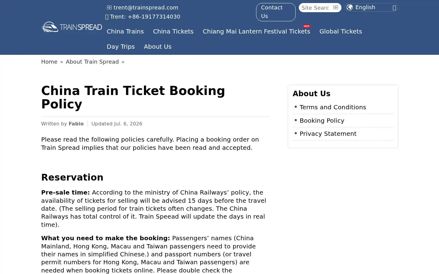 Screenshot of trainspread.com