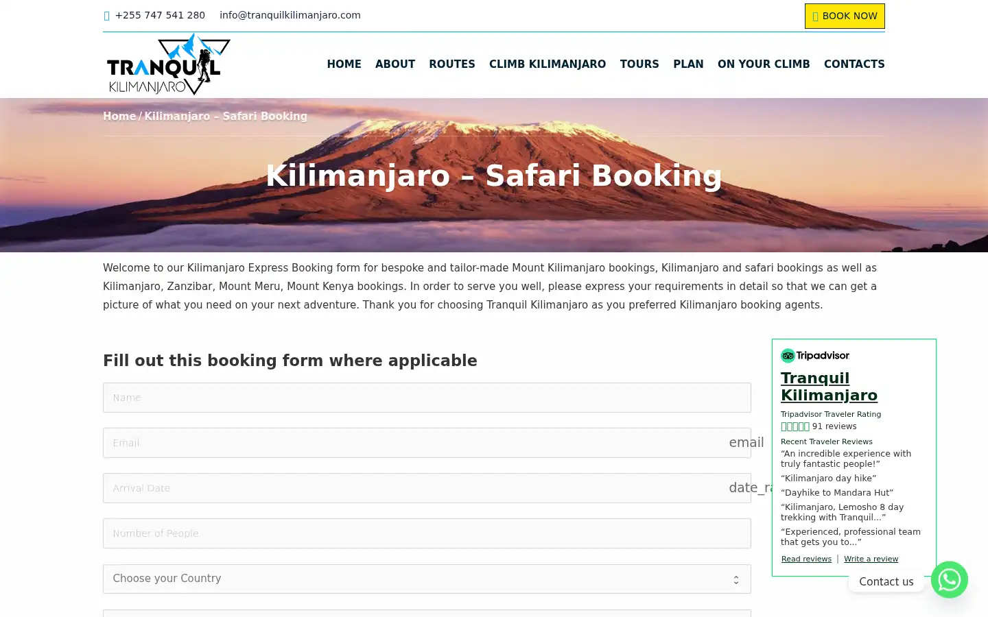 Screenshot of tranquilkilimanjaro.com