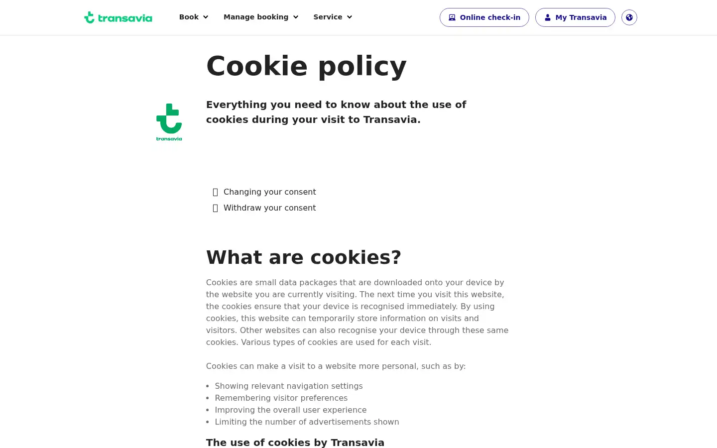 Screenshot of transavia.nl