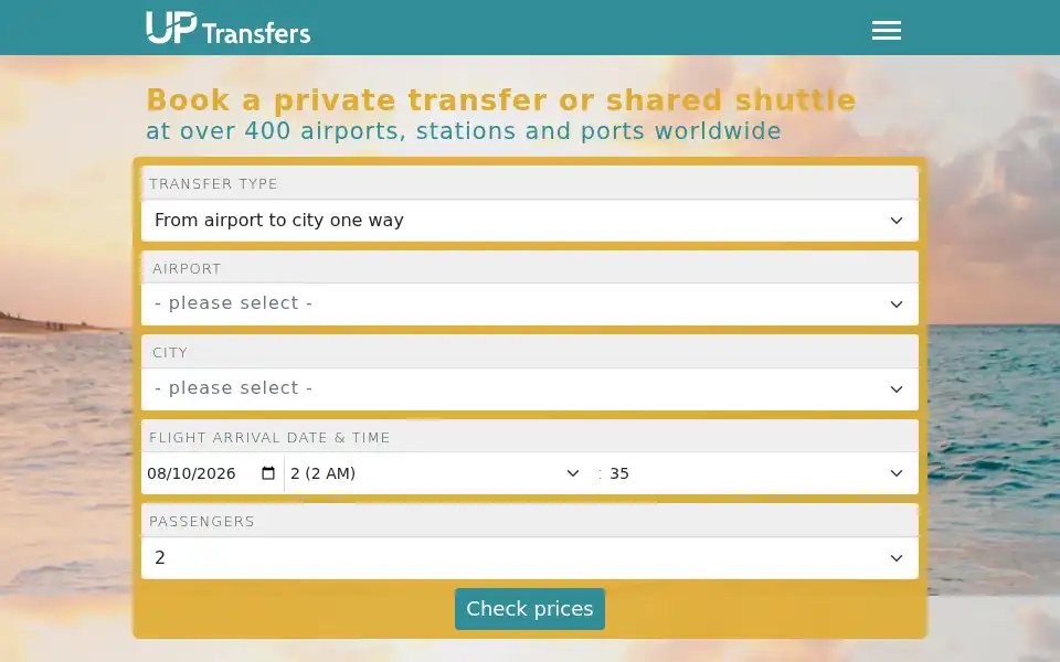 Screenshot of transfers2airports.com