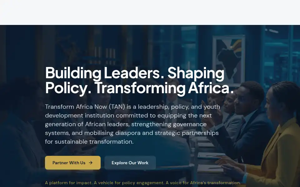 Screenshot of transformafricanow.org