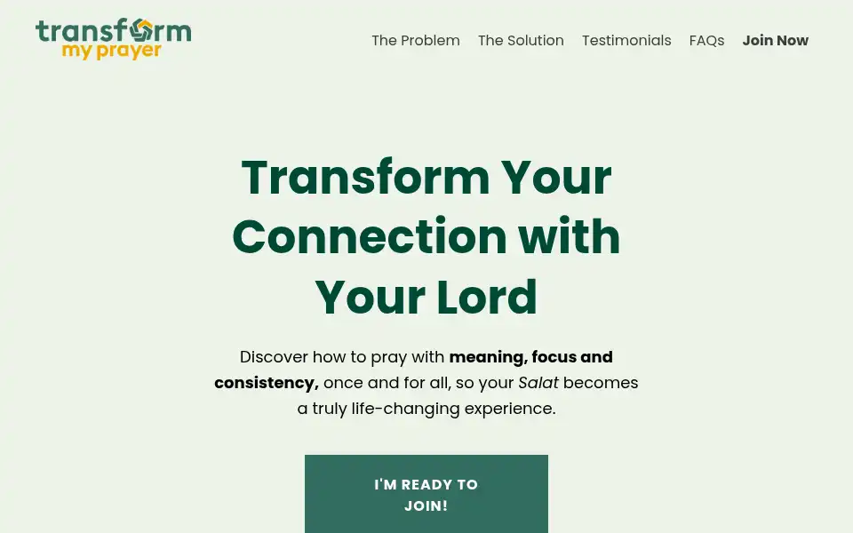 Screenshot of transformmyprayer.com