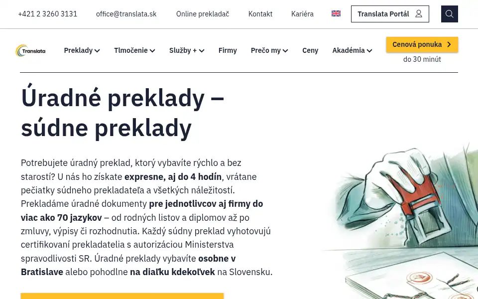 Screenshot of translata.sk