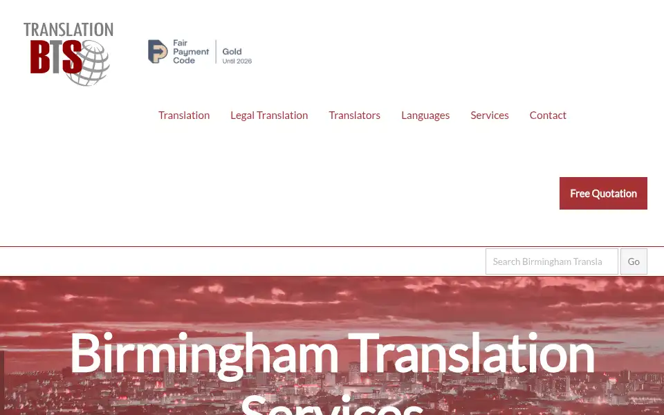 Screenshot of translationinbirmingham.co.uk