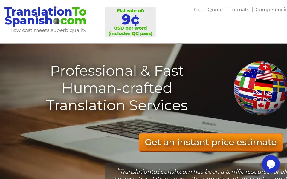 Screenshot of translationtospanish.com