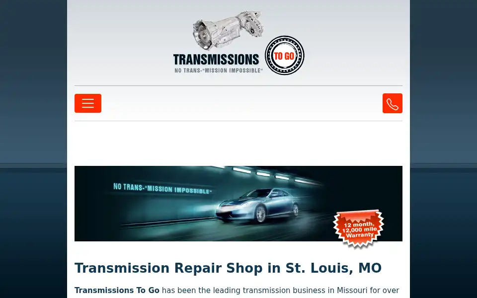 Screenshot of transmissionstogo.com