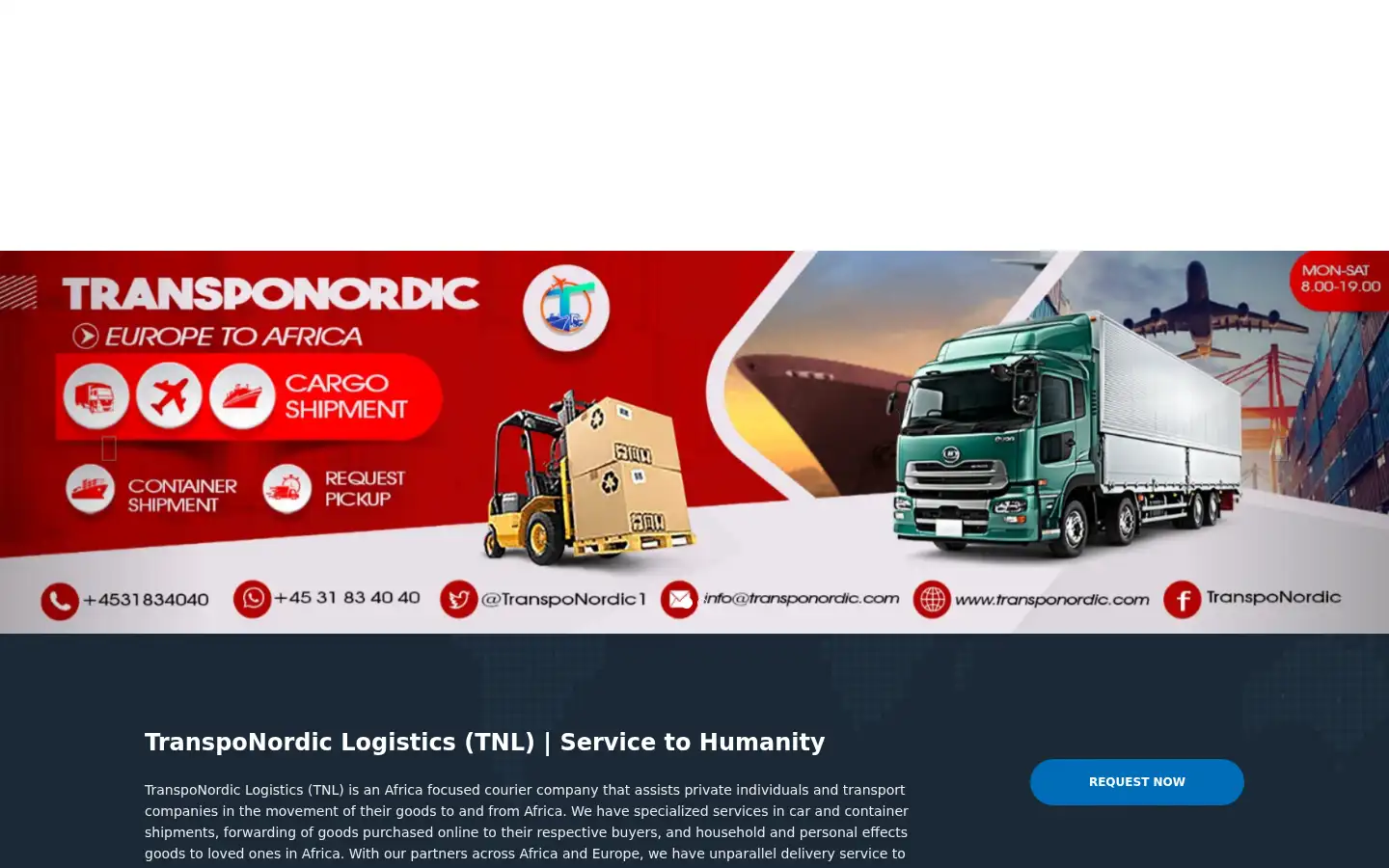 Screenshot of transponordic.com