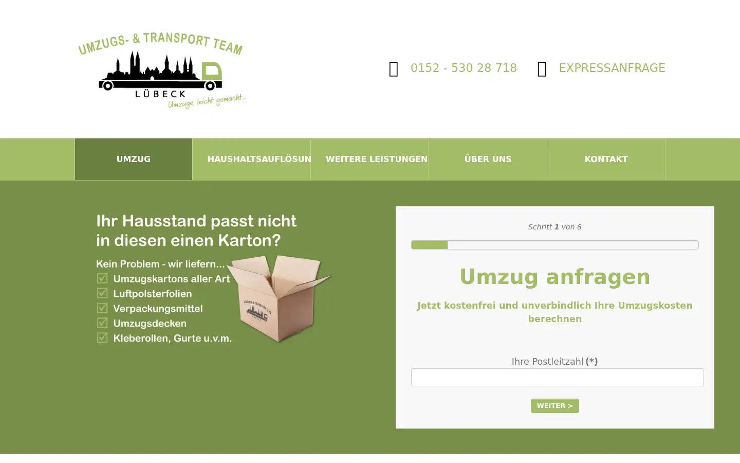 Screenshot of transport-team-luebeck.de
