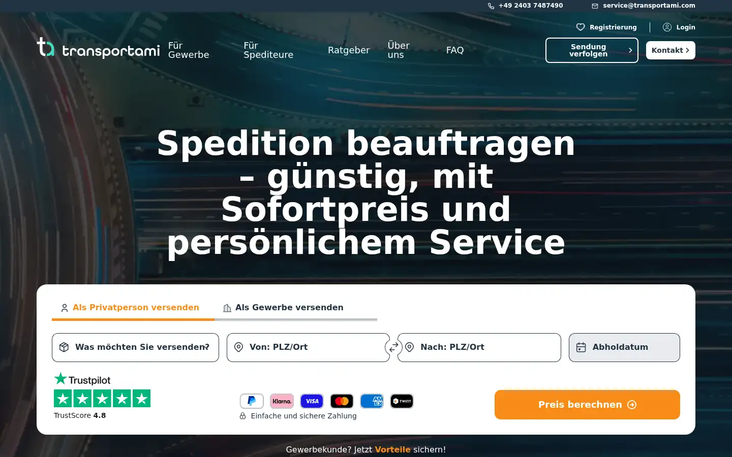 Screenshot of transportami.com