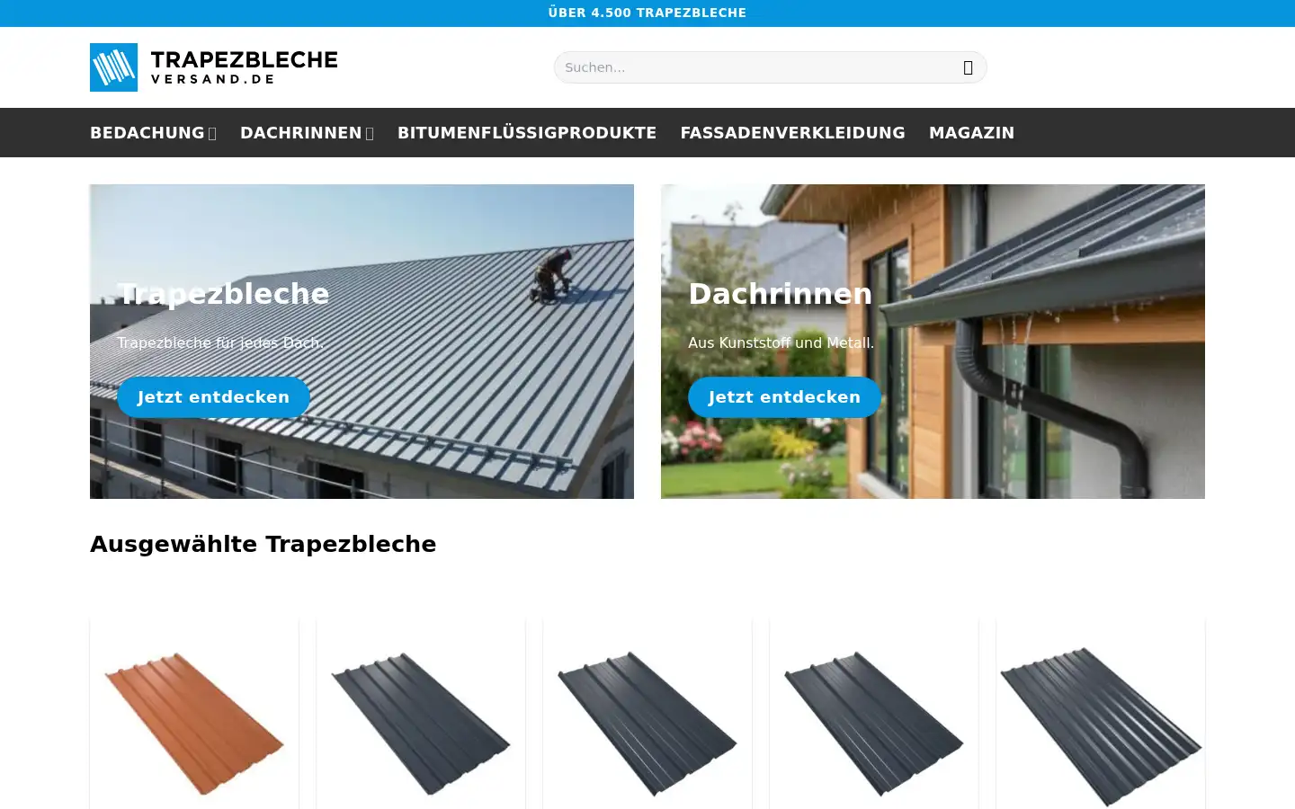 Screenshot of trapezblecheversand.de