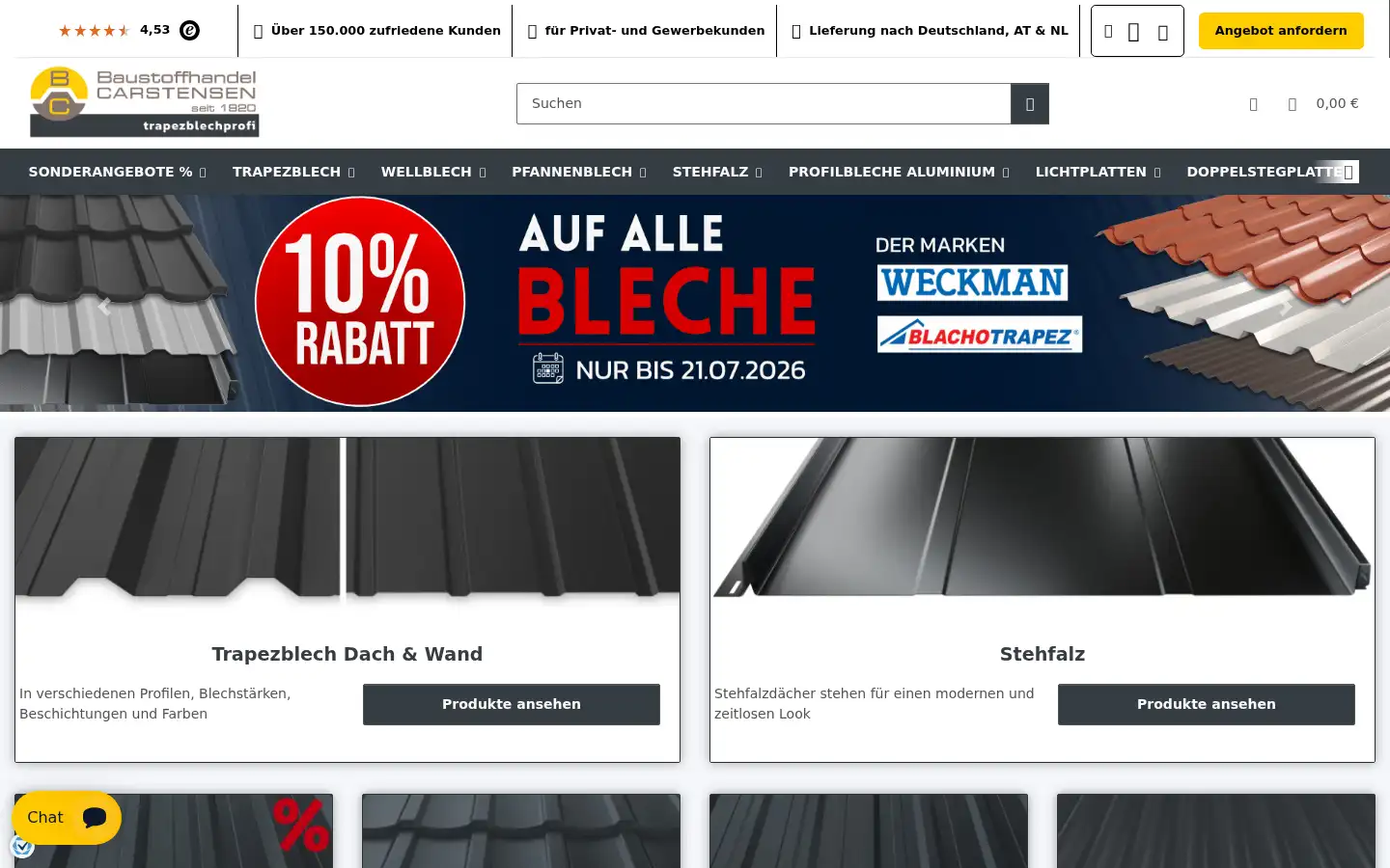 Screenshot of trapezblechprofi.de