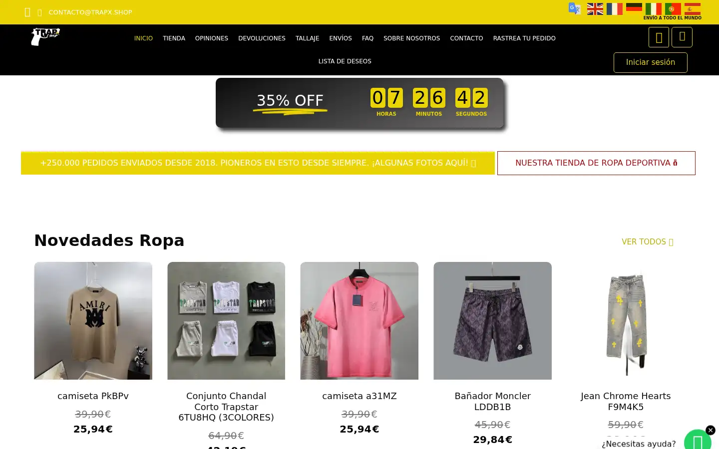 Screenshot of trapx.shop