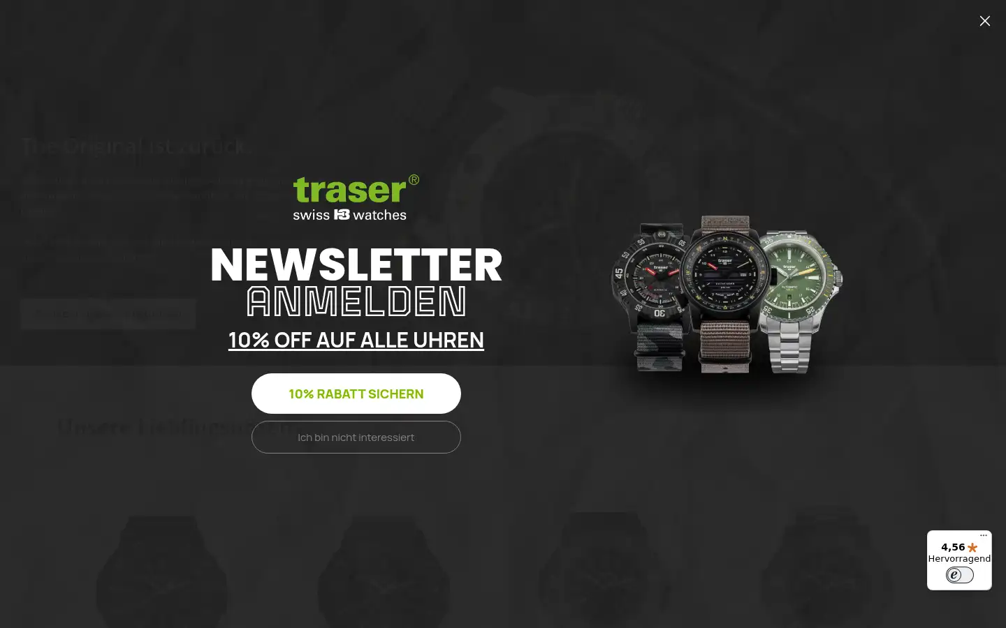 Screenshot of traser.com