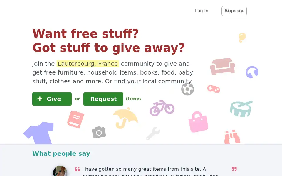 Screenshot of trashnothing.com