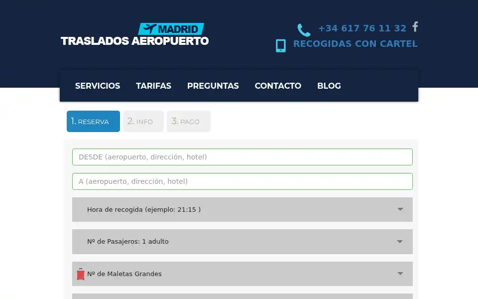 Screenshot of trasladosaeropuertomadrid.com