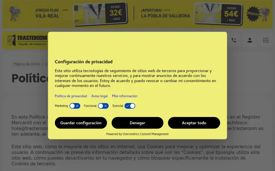 Screenshot of trasteroom.es