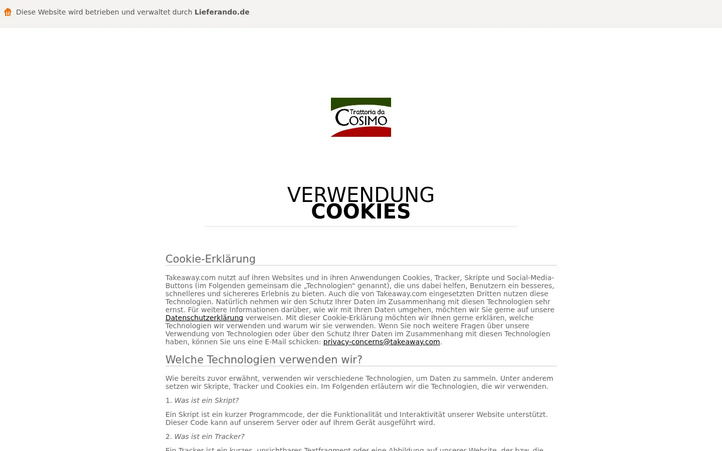 Screenshot of trattoriadacosimo.de
