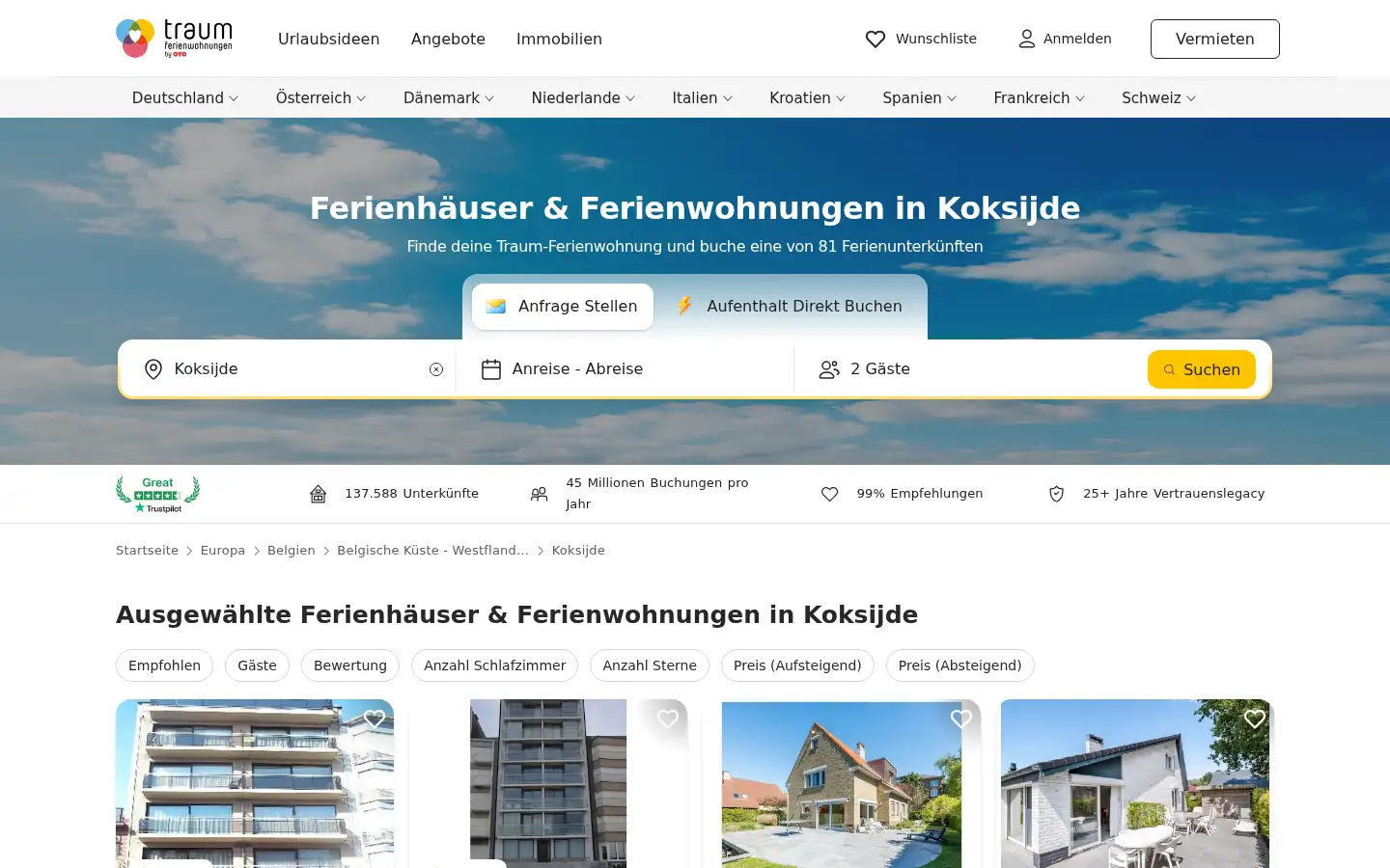 Screenshot of traum-ferienwohnungen.de