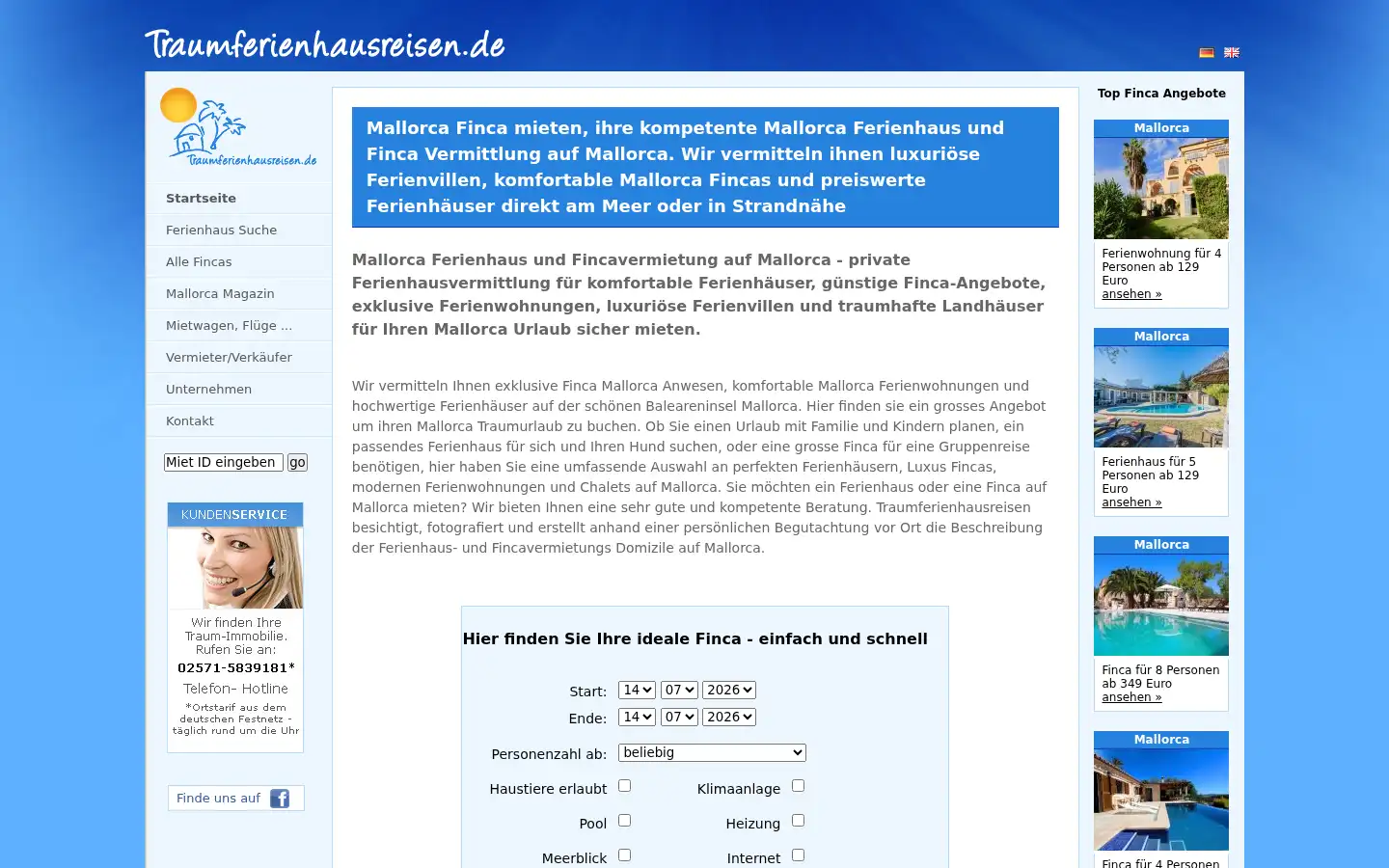 Screenshot of traumferienhausreisen.de