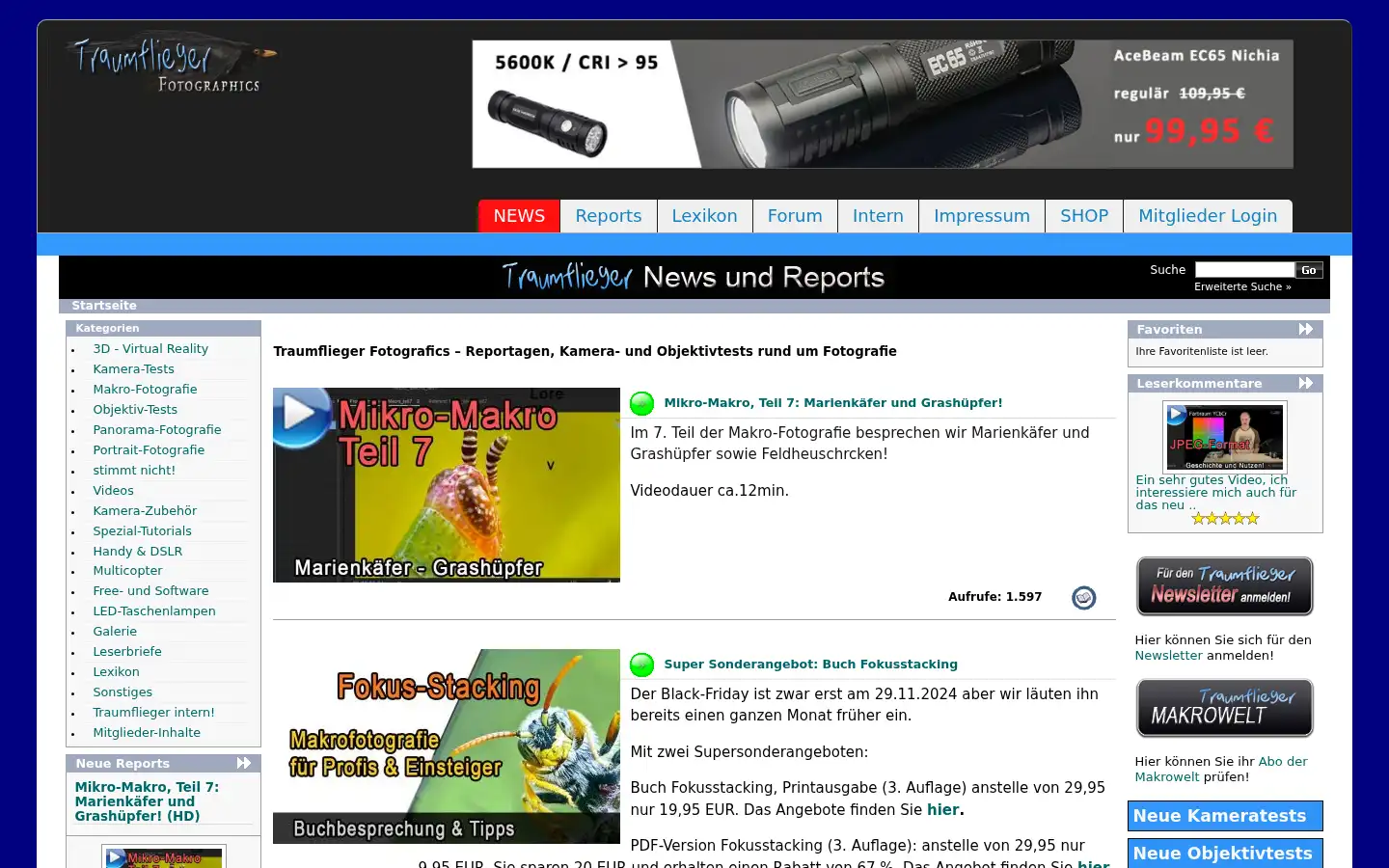 Screenshot of traumflieger.de