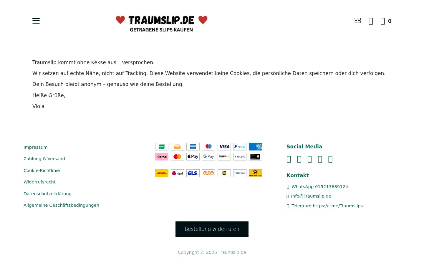 Screenshot of traumslip.de