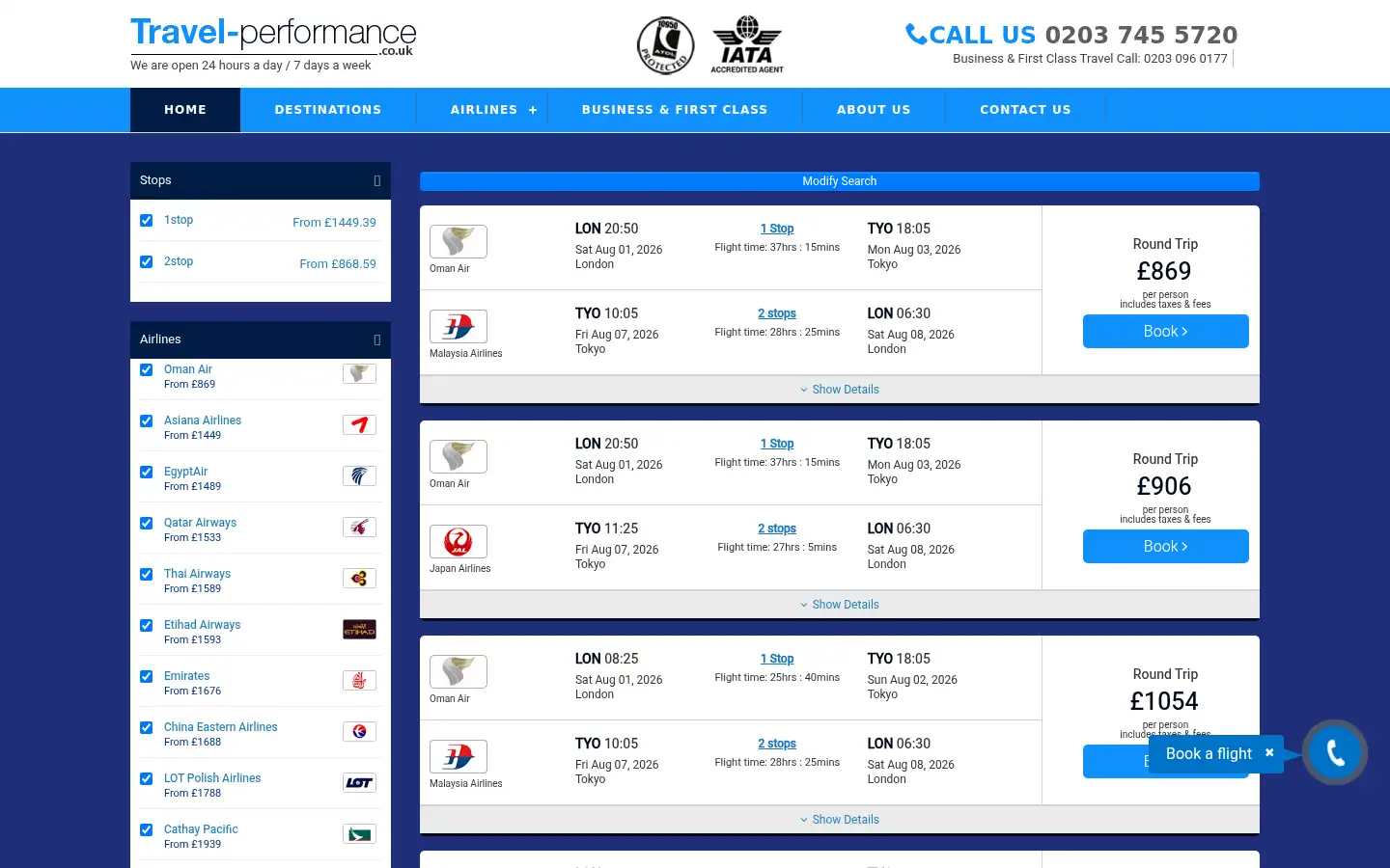 Screenshot of travel-performance.co.uk
