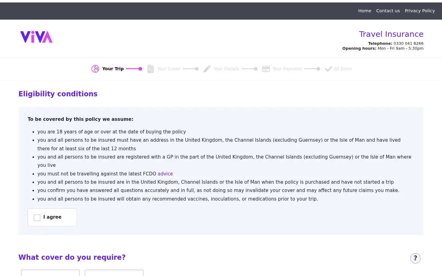 Screenshot of travel.vivatravelinsurance.com