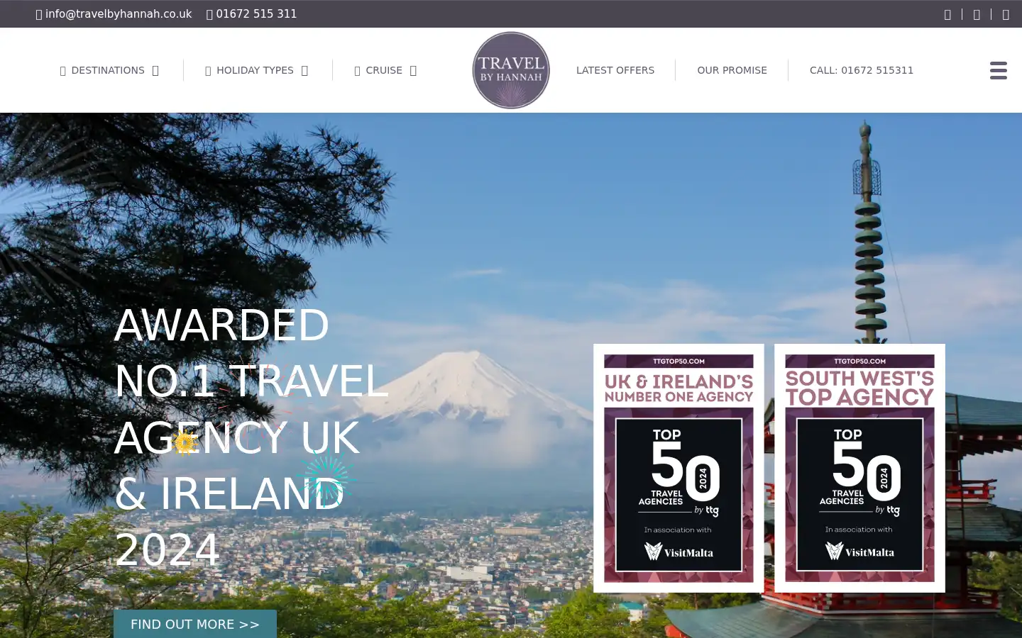 Screenshot of travelbyhannah.co.uk